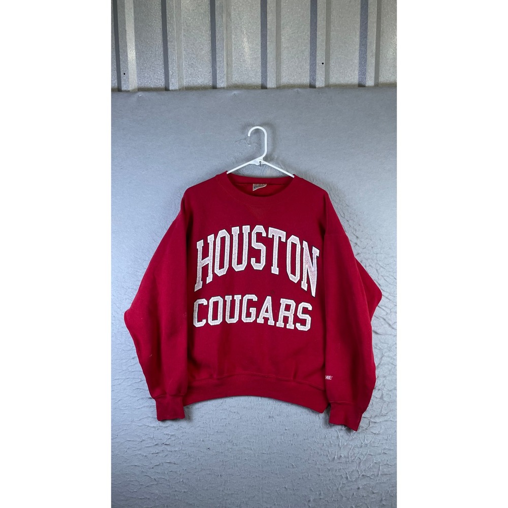 Bike Houston Cougars Sweatshirt Men Large Red Good Vintage 90s USA Made